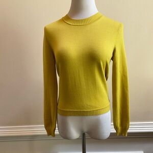 Jenni Kayne Yellow Merino Wool Open Back Crew Neck Long Sleeve Sweater Size S